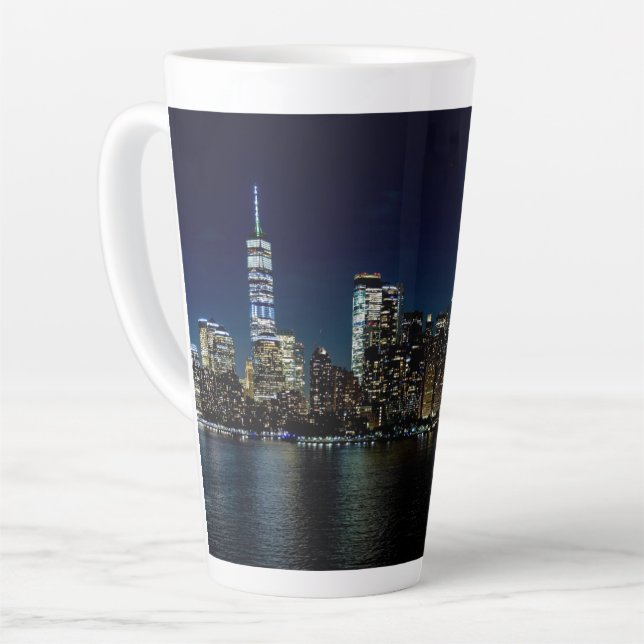Caneca De Café Latte Arranha-céu da Cidade de Nova York Fotografia Notu (Ângulo esquerdo)