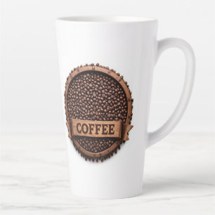 Caneca De Café Latte Arranjo Circular de Grãos de Café