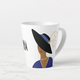 Caneca De Café Latte Art Deco 1930s, mulher de chapa de moda em chapéu