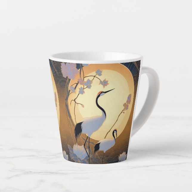 Caneca De Café Latte Art Deco Crane 12oz Mug (Ângulo direito)