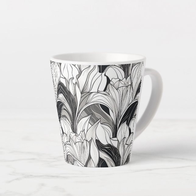 Caneca De Café Latte Art Deco Floral 12oz Mug (Ângulo direito)