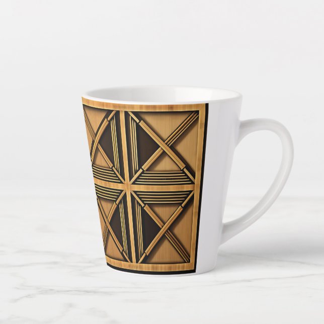 Caneca De Café Latte Art Deco Geométrico 12oz Mug (Direita)