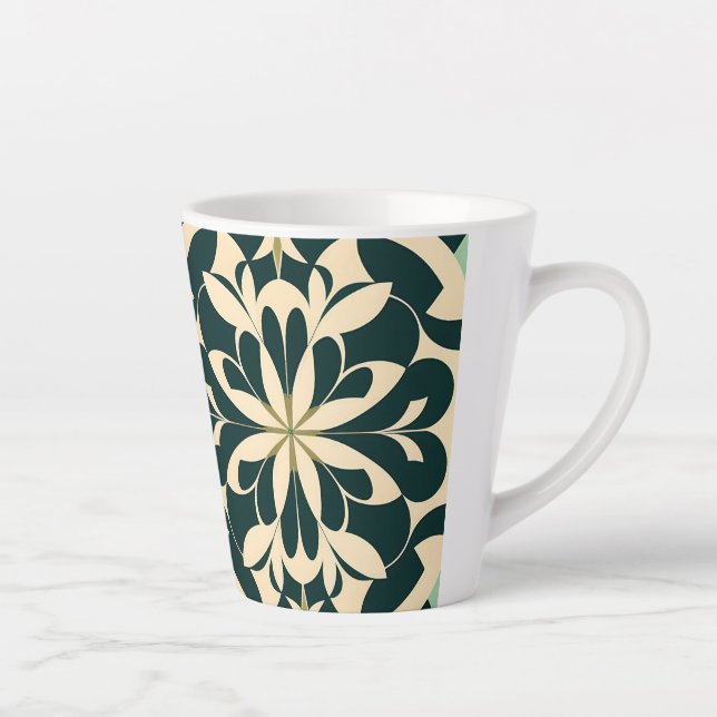 Caneca De Café Latte Art Deco Geométrico 12oz Mug (Direita)