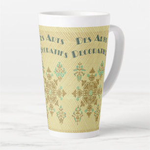 Caneca De Café Latte Art deco gold and teal French