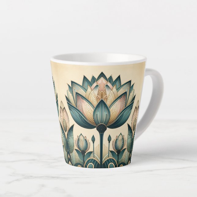 Caneca De Café Latte Art Deco Lotus 12oz Mug (Ângulo direito)
