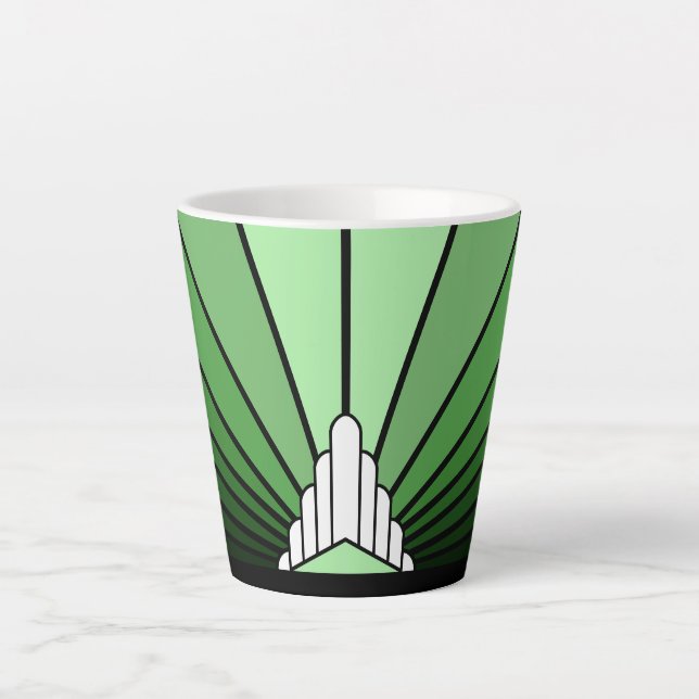 Caneca De Café Latte Art deco sun em verde Latte Mug (Frente)
