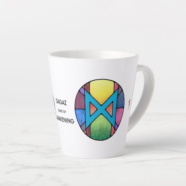 Caneca De Café Latte Art Nouveau Dagaz Rune Latte Mug - ACORDANDO! (Ângulo direito)