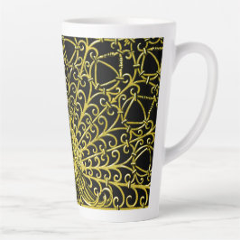 Caneca De Café Latte Art Nouveau Dourado Peacock