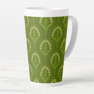 Caneca De Café Latte Art Nouveau Flores Verdes Claras