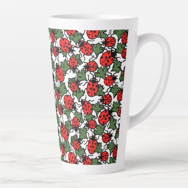 Caneca De Café Latte Art Nouveau Ladybug Insetos Padrão (Direita)