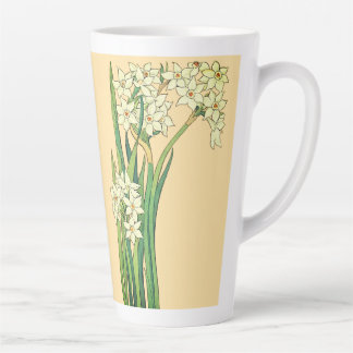 Caneca De Café Latte Art Nouveau Narcissus Flowers Latte Mug