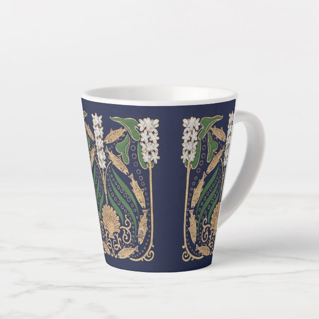 Caneca De Café Latte Art Nouveau Seashore Seashells (Ângulo direito)