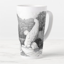 Caneca De Café Latte Arte a lápis monocromática da escultura de Griffin