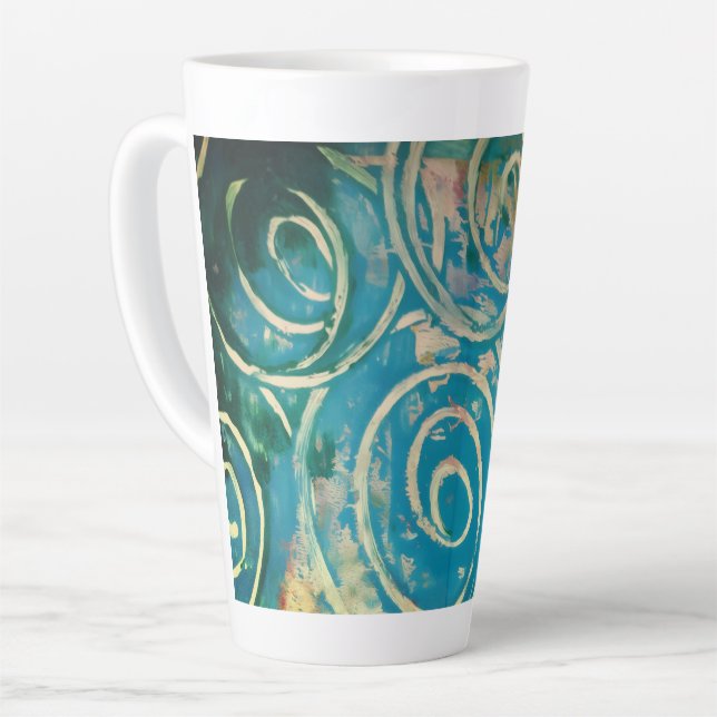Caneca De Café Latte Arte Abstrata  (Ângulo esquerdo)
