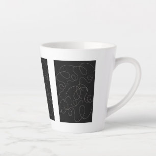 Caneca De Café Latte Arte abstrata em linha, Design Moderno Preto e Bra