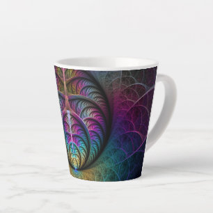 Caneca De Café Latte Arte abstrata fractal colorida alucinante