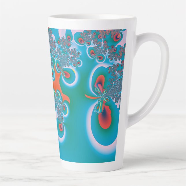 Caneca De Café Latte Arte Abstrata Jardim de Primavera (Direita)
