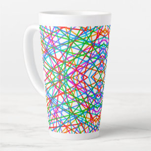 Caneca De Café Latte Arte Abstrata Moderna em Linhas