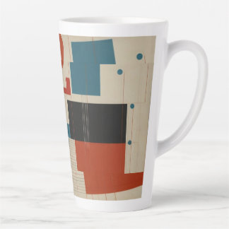 Caneca De Café Latte Arte Abstrata Vermelha e Azul