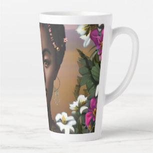 Caneca De Café Latte Arte AI de Beleza Afro-Americana