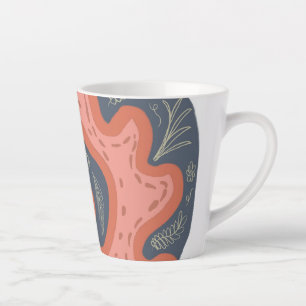 Caneca De Café Latte Arte Botânica Floral de Recife de Coral Orgânico