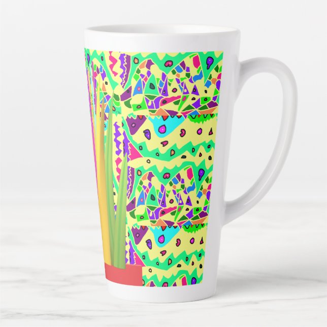 Caneca De Café Latte Arte com padrão bonito britânico surreal (Direita)