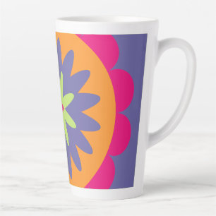 Caneca De Café Latte Arte com padrão botânico retrô Groovy