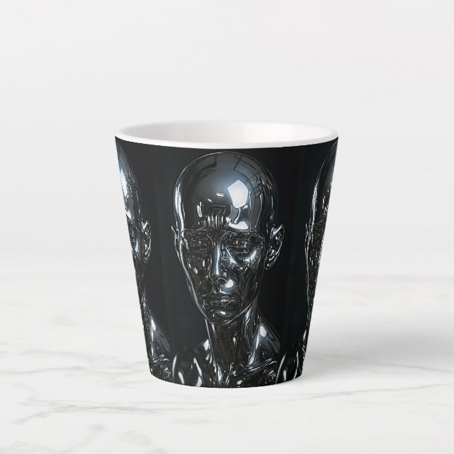 Caneca De Café Latte Arte Cromada de Identidade Tripla  (Frente)