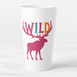Caneca De Café Latte Arte da silhueta alce com tipografia de galhardete