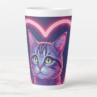 Caneca De Café Latte Arte de Amor de Gatinho Brilhante | Presente Român