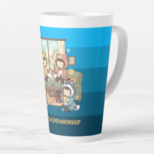 Caneca De Café Latte Arte de Anime Chibi de Amigos de Estimação Aconche