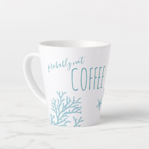 Caneca De Café Latte Arte de Aquarela Azul de Octopus