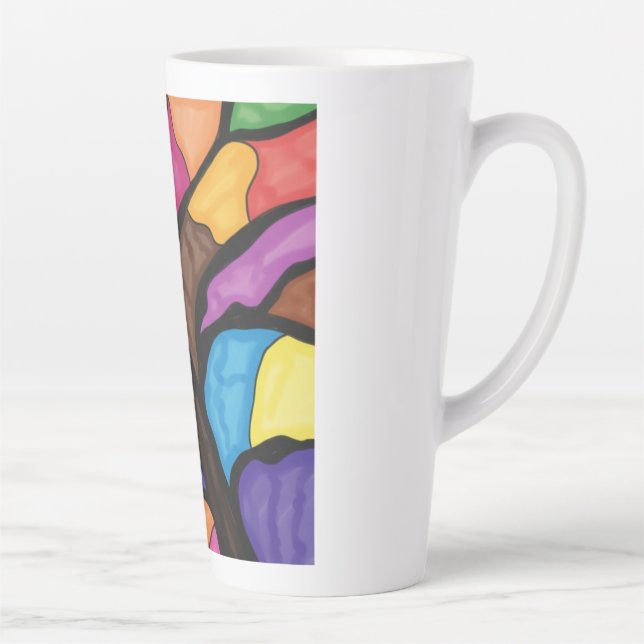 Caneca De Café Latte Arte de árvore em vitral (Direita)
