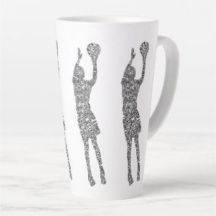 Caneca De Café Latte Arte de Basquete, Tipografia