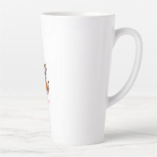Caneca De Café Latte Arte de Bebê Tigre com Borboletas Rosa -