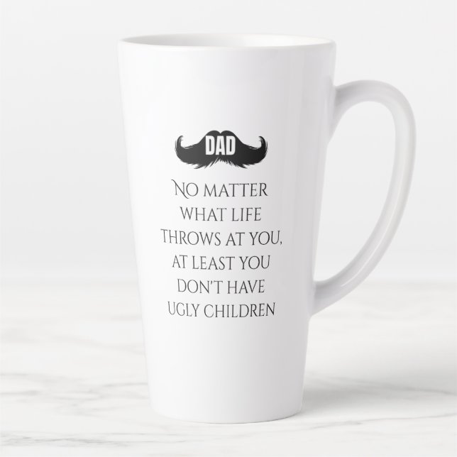 Caneca De Café Latte Arte de Bigode com Citação Divertida de Pai (Direita)