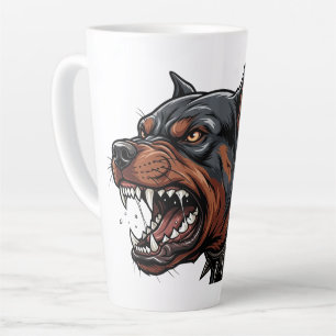 Caneca De Café Latte Arte de Cachorro Bravo com Coleira de Espinhos Rot