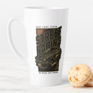 Caneca De Café Latte Arte de Carro Esportivo Retro Fast Lane Fever