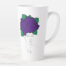 Caneca De Café Latte Arte de Coroa de Flor de Nascimento de Fevereiro P