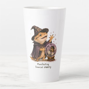 Caneca De Café Latte Arte de Dragão Barbudo Manifestando Estabilidade F