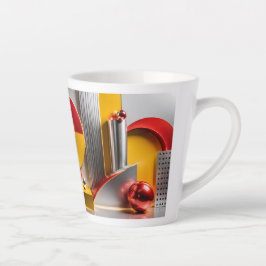 Caneca De Café Latte Arte de Esferas Metálicas Abstração Geométrica Vib