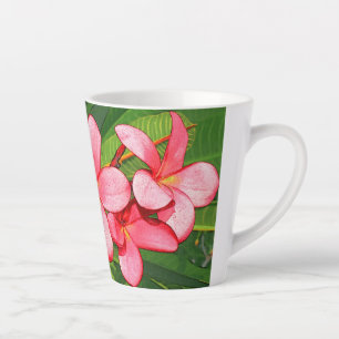 Caneca De Café Latte Arte de Frangipani Tropical Rosa