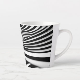 Caneca De Café Latte Arte de ilusão espiral branca e negra hipnótica
