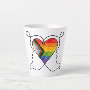 Caneca De Café Latte Arte de Linha Coração Progress Pride