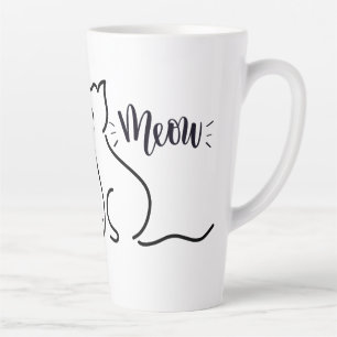 Caneca De Café Latte Arte de Linha de Gato de Miau Design de Gato Min