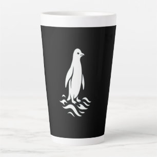 Caneca De Café Latte Arte de Linha Minimalista de Pinguim de Inverno On