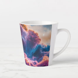 Caneca De Café Latte Arte de Nebulosa Espacial Abstrata - Colorida e Có