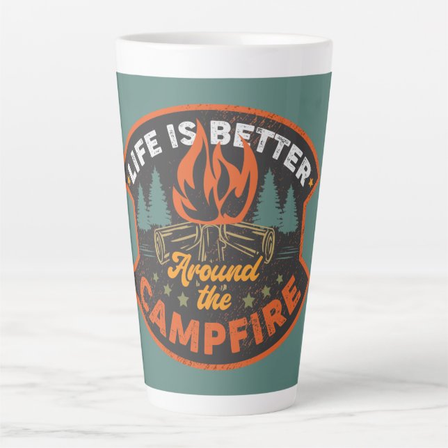 Caneca De Café Latte Arte de Palavra do Crachá Campfire (Frente)