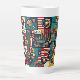 Caneca De Café Latte Arte de Parede EUA México Canadá Estilo Klimt Arte