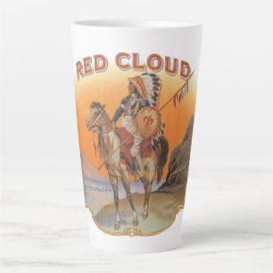 Caneca De Café Latte Arte de rótulo de charuto vintage, índio Red Cloud